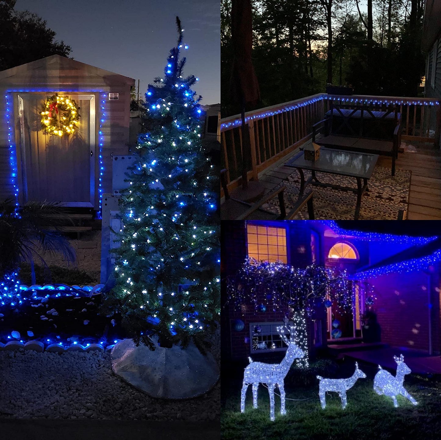 Rynx | Qitong 200 Led Blue Solar Fairy Lights - 66Ft Silver Wire Light Sources For Outdoor Decoration
