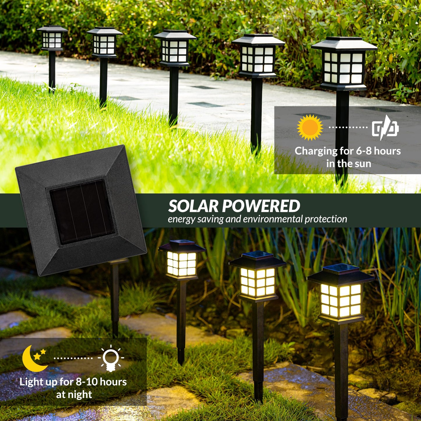 Rynx | Solpex 16 Pack Solar Outdoor Lighting - Waterproof Garden Path Lighting (Warm White)