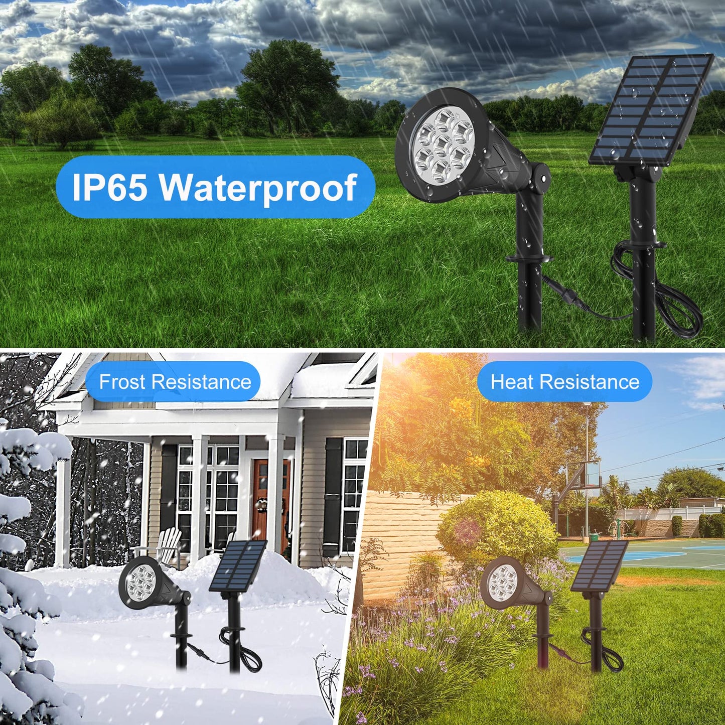 Rynx | T-Sunus Color Changing Solar Powered Landscape Spotlights 2 Pack - Waterproof Outdoor Garden Lights