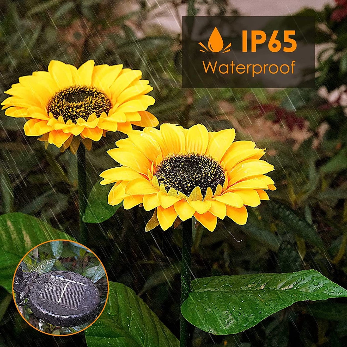 Rynx | Dazzle Bright Solar Led Sunflower Light, 2 Pack Waterproof Garden Decor For Outdoor Use