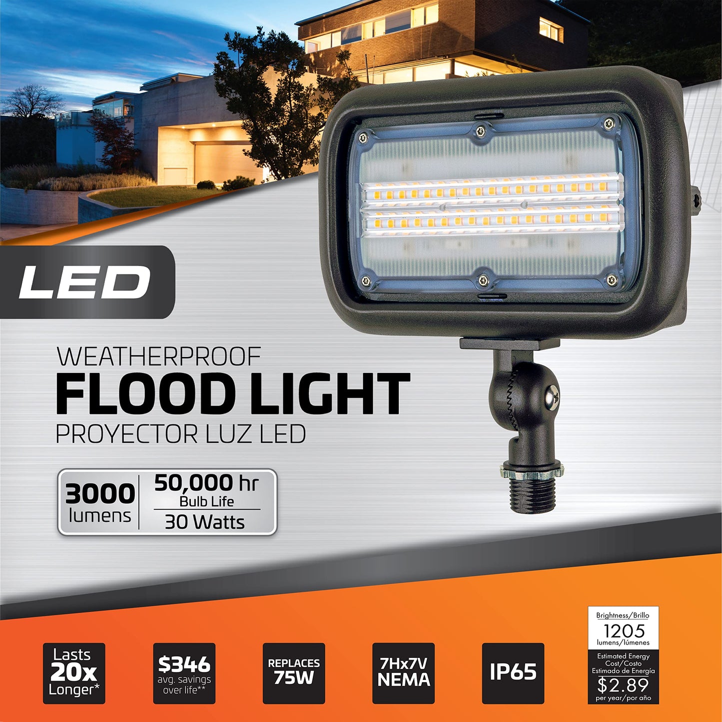 Rynx | Newhouse Lighting 30W Outdoor LED Wall Mount Floodlight, Weatherproof, Bronze Color