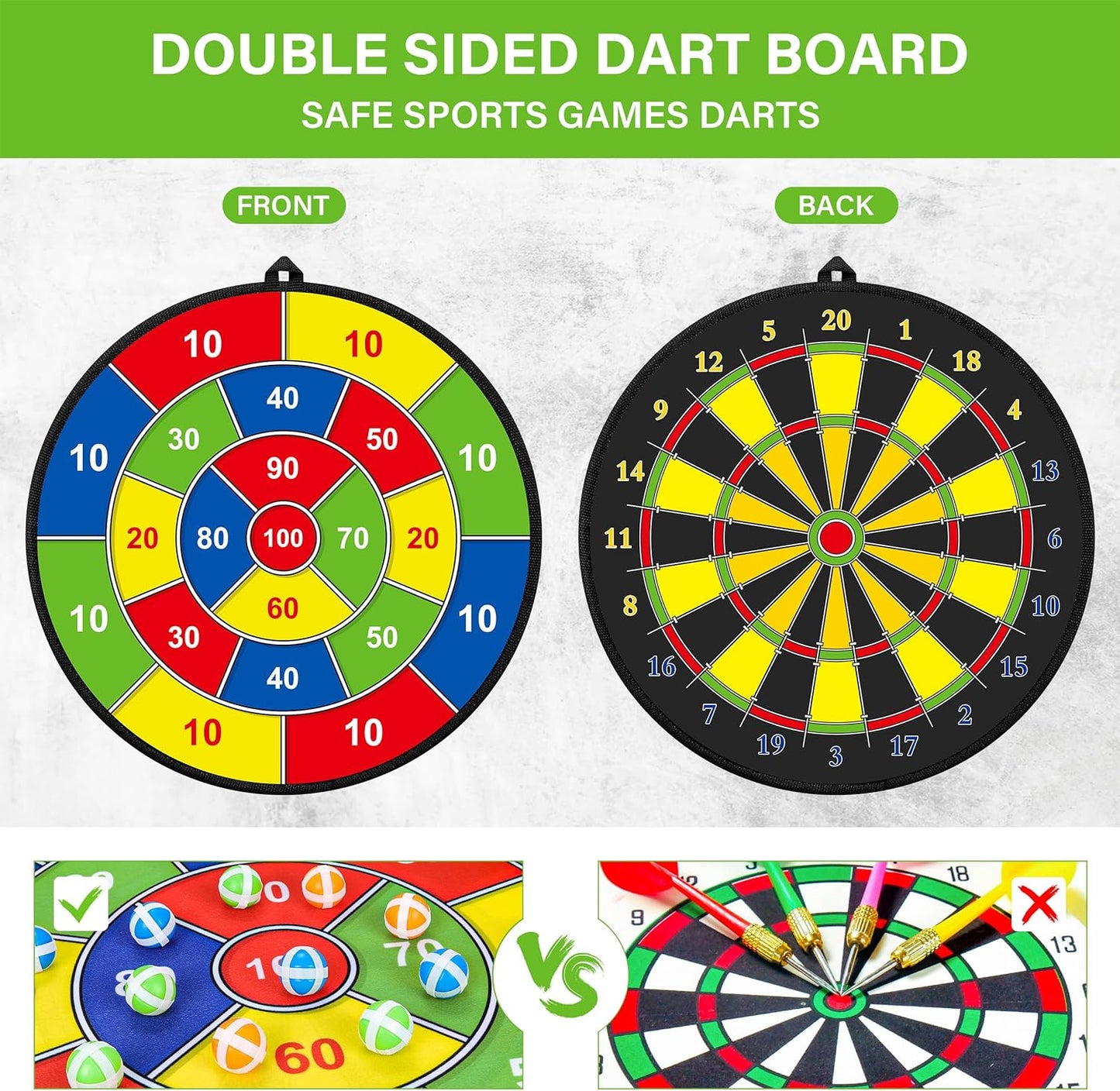 RYNX | Large Double-Sided Dartboard For Kids – Play, Learn And Relax