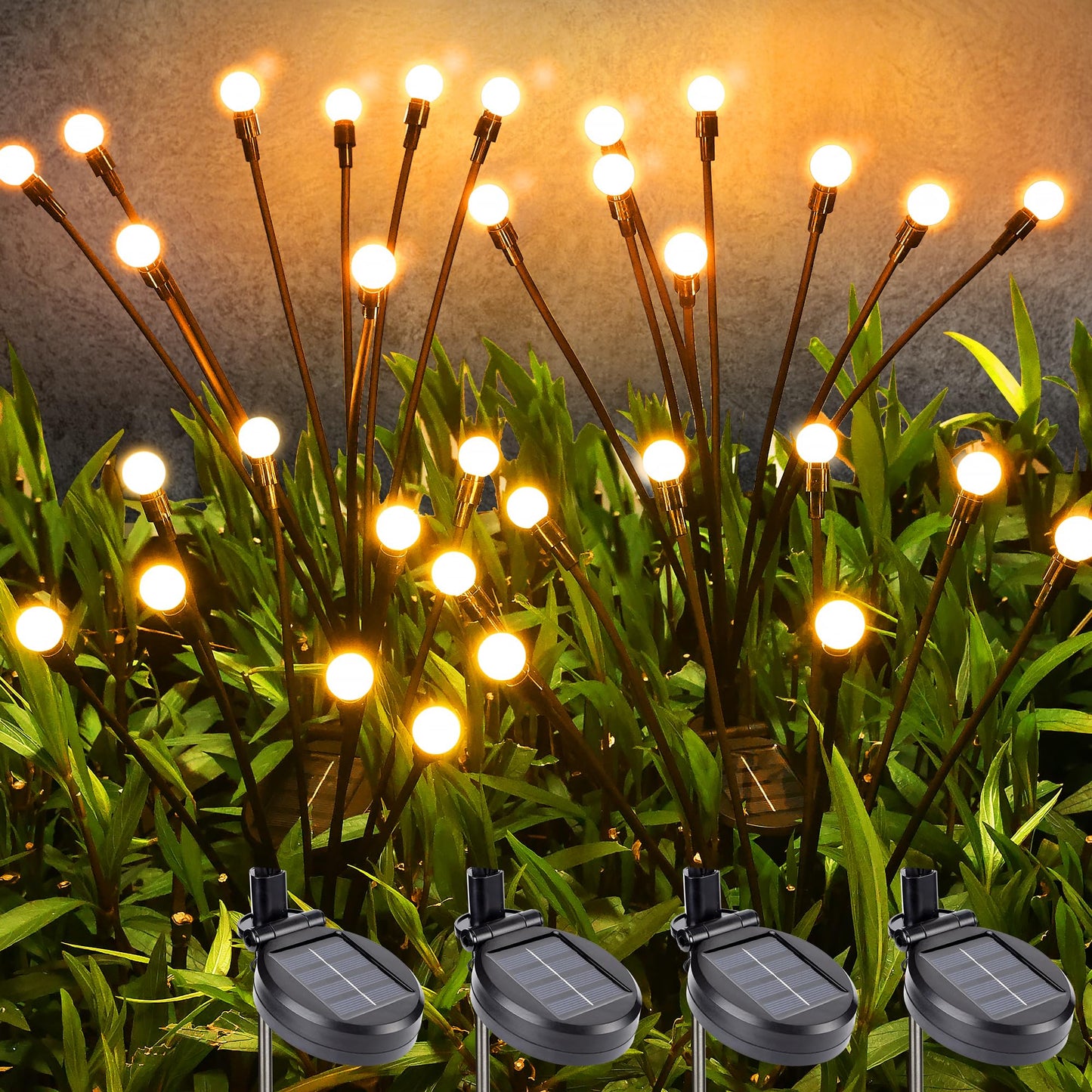Rynx | Brizled Solar Garden Lighting, 4 Pack Warm White Led, Waterproof Swinging Decorative Lights