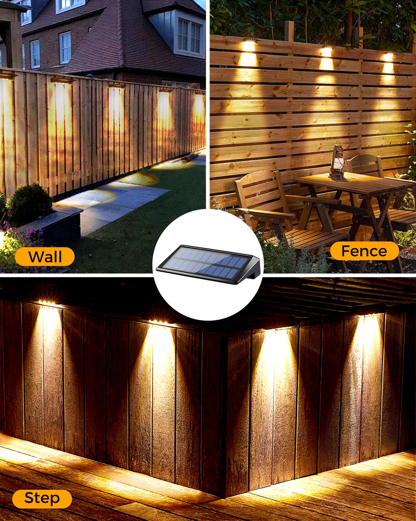 Rynx | Luhlee Solar Garden Lighting, 4 Pack Waterproof Warm White Outdoor Wall Deck Lighting