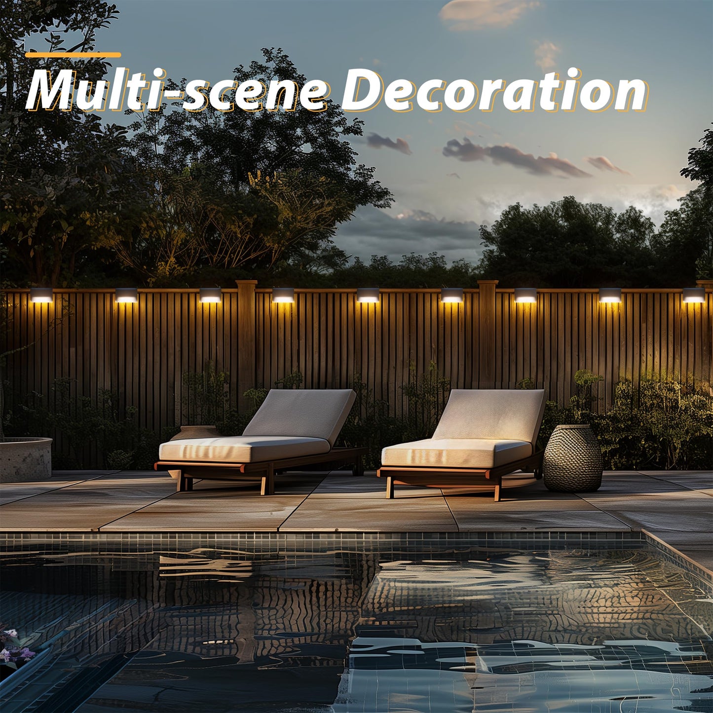 Rynx | Otdair 16 Solar Cell Deck Lights, Waterproof LED Stair & Fence Lights, Warm White Outdoor Lighting