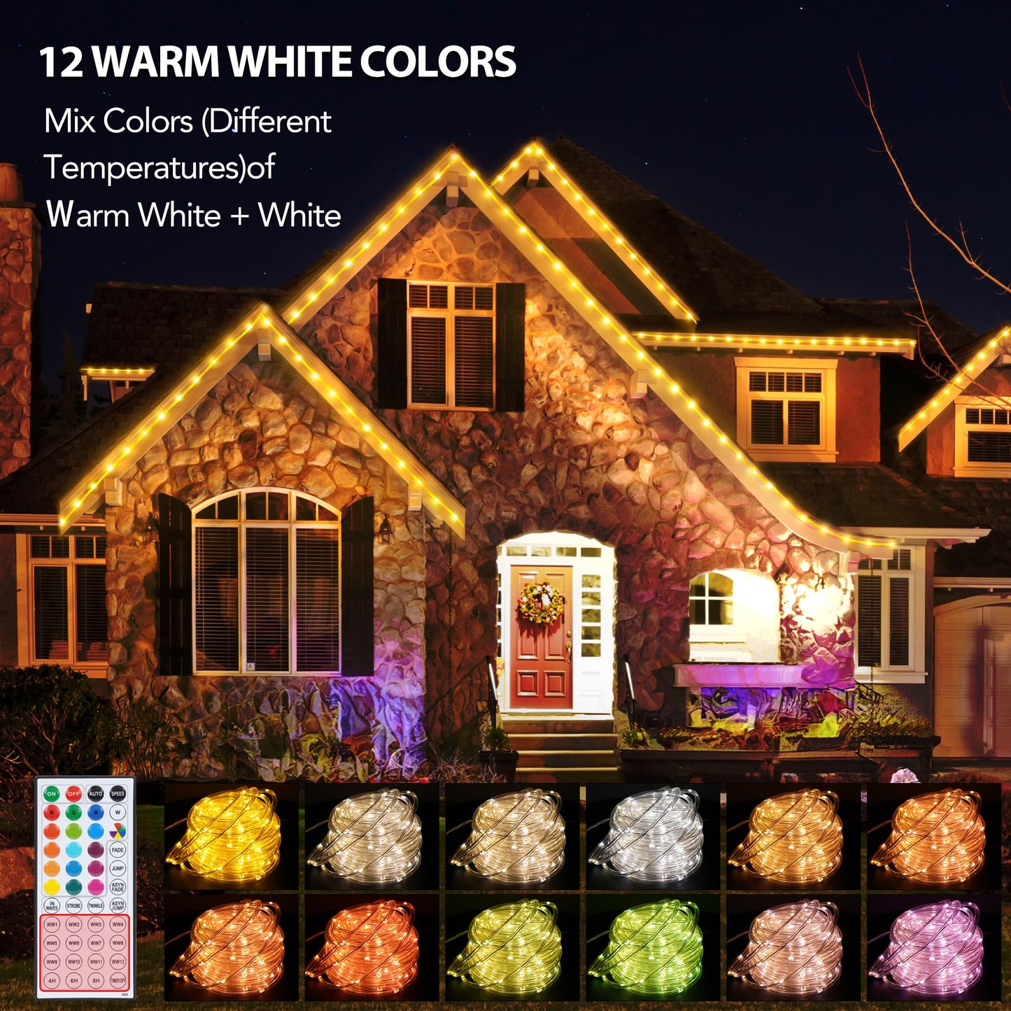 Rynx | Starryever 66Ft 200Led Rgb Color Changing Outdoor Rope Light With Remote - 30 Colors + Warm White