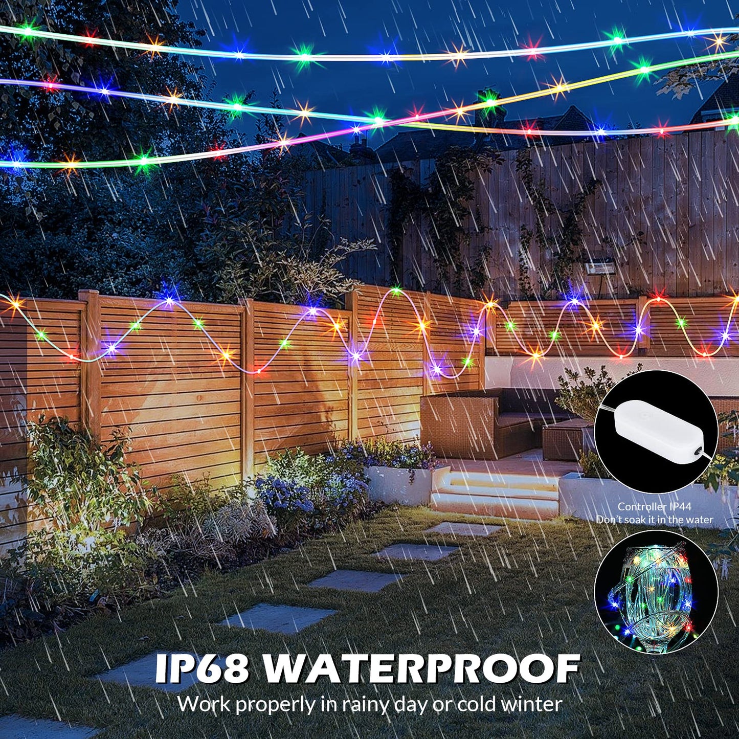Rynx | Surled 99Ft Color Changing Light Strips, 300 Led Waterproof Light Sources With Remote Control, Multicolor