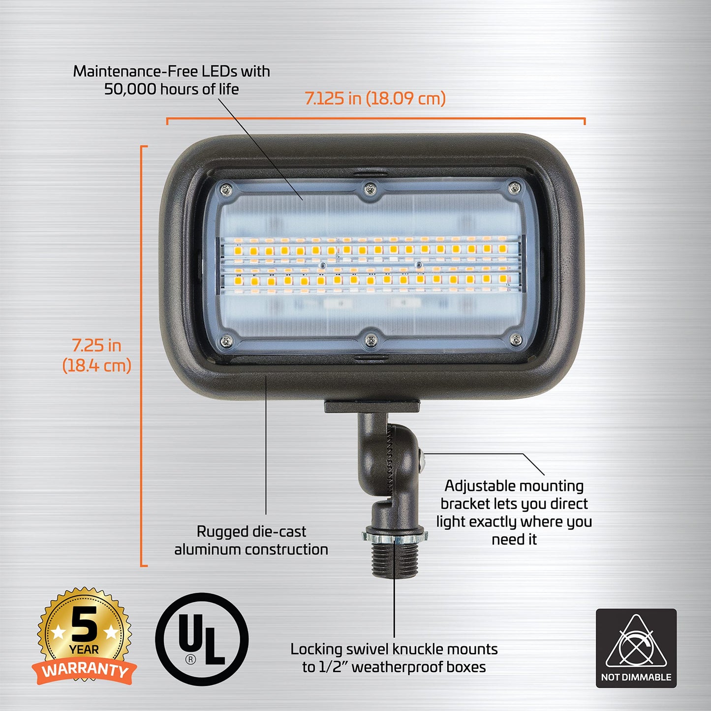 Rynx | Newhouse Lighting 30W Outdoor LED Wall Mount Floodlight, Weatherproof, Bronze Color