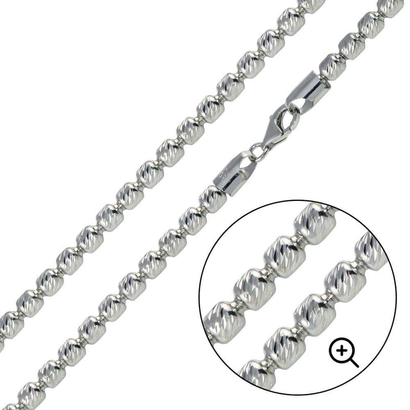 Rynx | 925 Sterling Silver 3mm Moon Cut Oval Flat Pearl Necklace