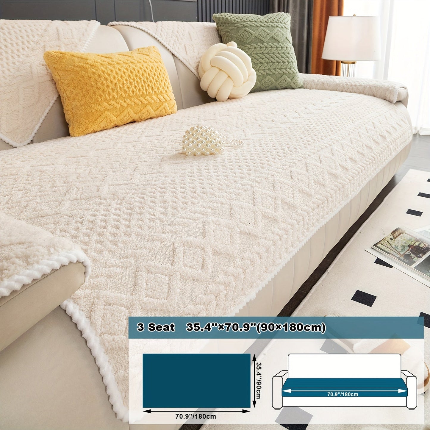 Rynx | 1pc Sofa Slipcover - Pet Dog Friendly, Fuzzy Non-Slip, Breathable Sofa Cover for Bedroom, Office, Living Room Decor