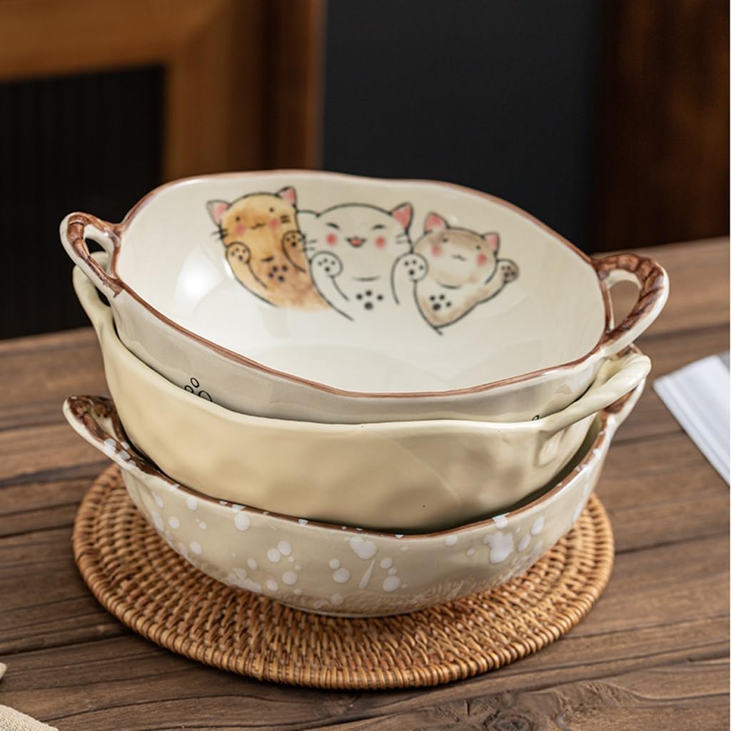 Rynx | 7.5 inch cat design ceramic soup bowl with handle