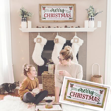 Rynx | Nostalgic Merry Christmas Sign with Wooden Frame