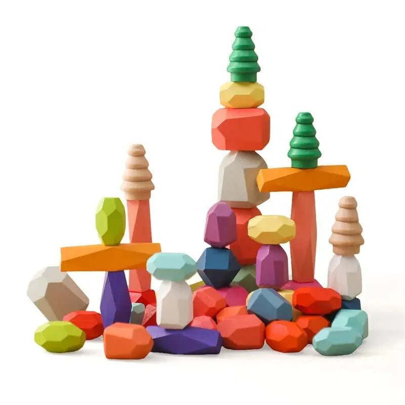 Rynx | Colorful Wooden Building Blocks Set for Creative Learning and Logical Development