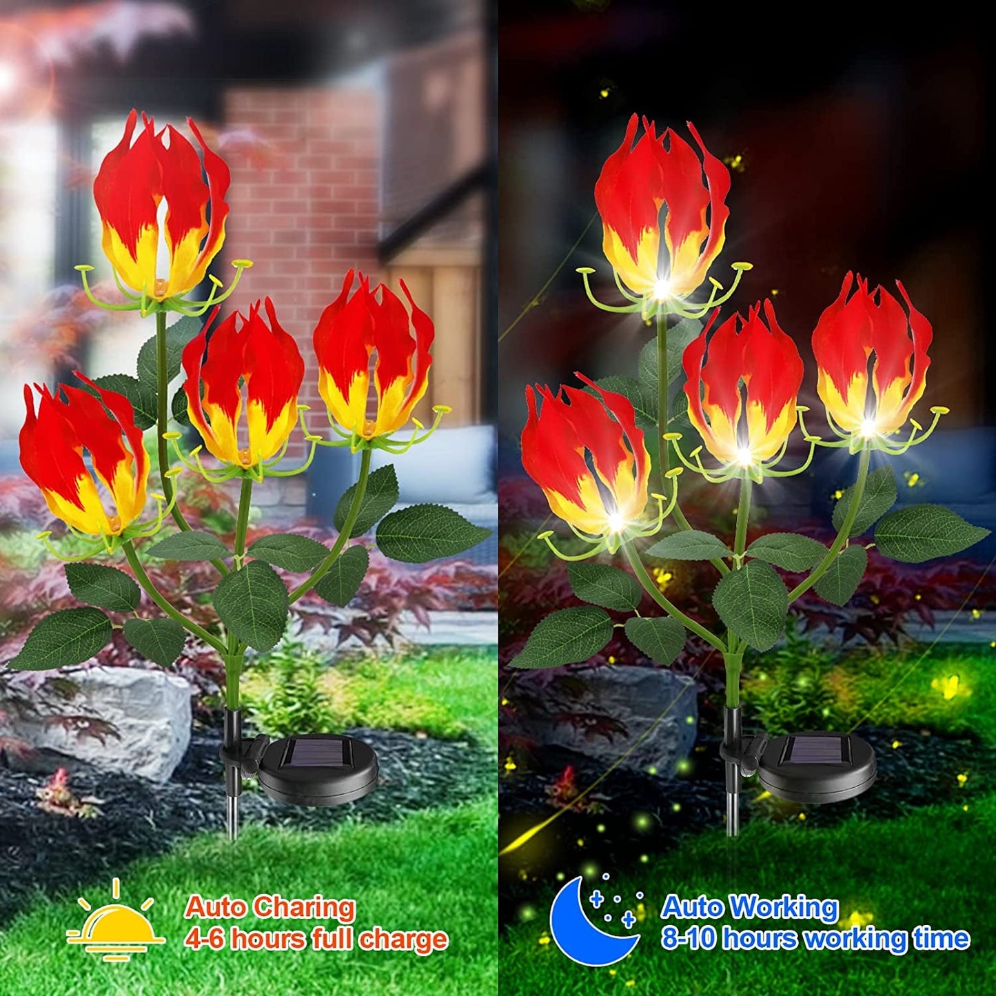Rynx | Solhage Light, Latest Version Garland Lily Sunflower Light Outdoor Solar Powered Stake Decorative Lights for Garden, Pathway, Patio, Front Yard Outdoor Decoration