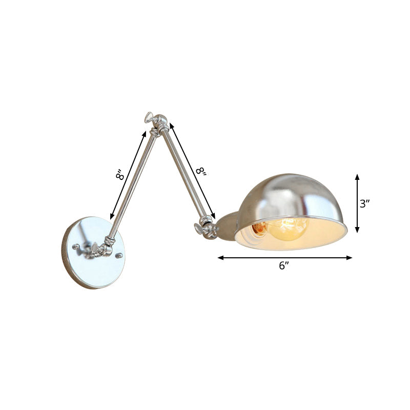 Rynx | Curved Metal Wall Light Industrial Style 1 Light Bedroom Wall Lamp with Swivel Arm in Chrome