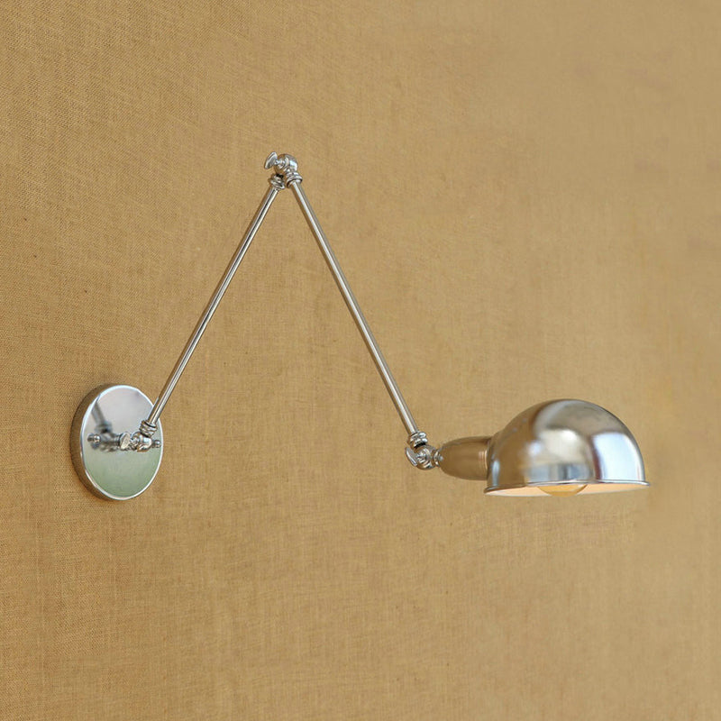 Rynx | Curved Metal Wall Light Industrial Style 1 Light Bedroom Wall Lamp with Swivel Arm in Chrome