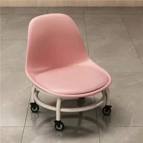 Rynx | Low Stool Ottoman, Weight Capacity Children's Stool, Backrest, Small, Living Room Ottoman, Low Chair, Small, Nappa Leather Fabric, Thick, Waterproof, Quiet Wheels, 360 Degrees