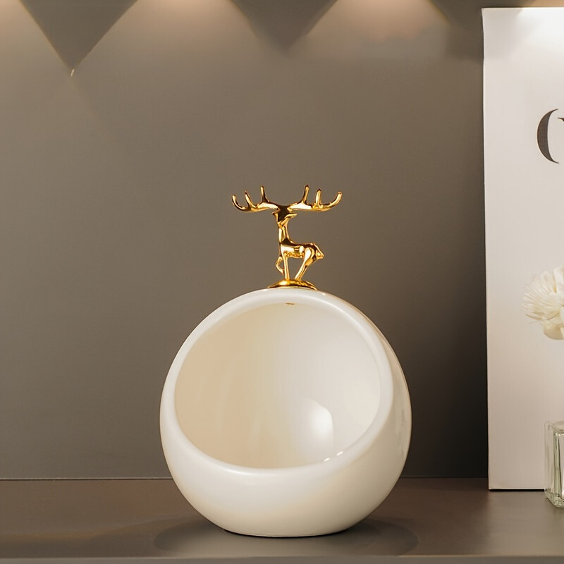 Rynx | DeerBox - Modern Ceramic Storage Bowl with Metal Heart Lid