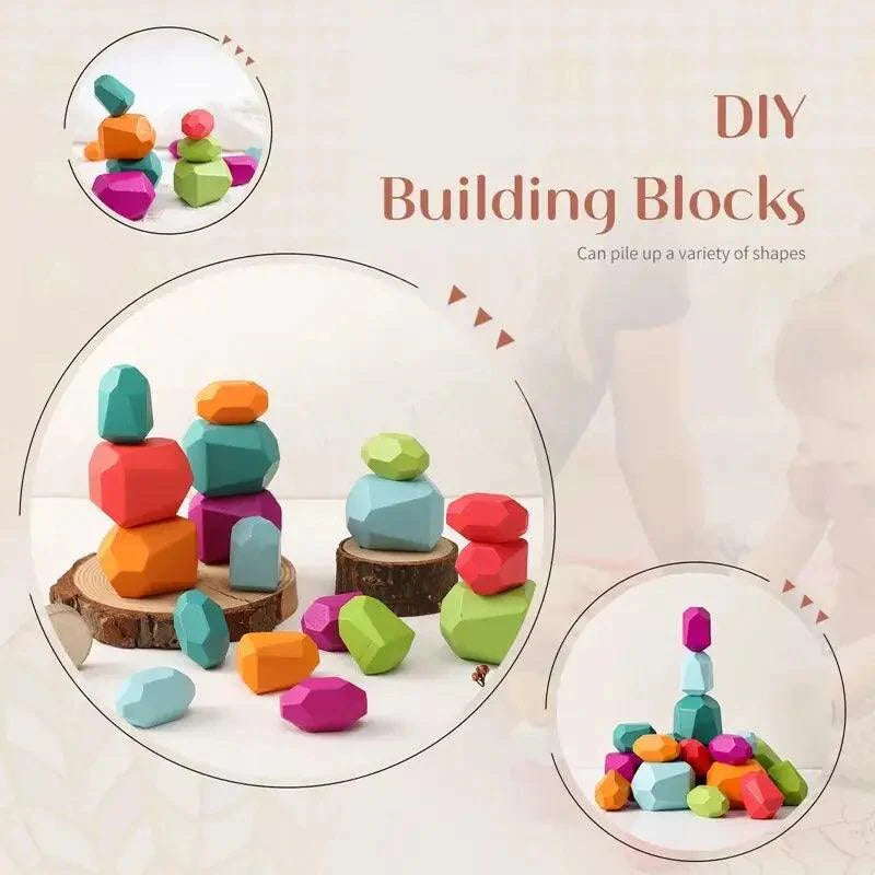 Rynx | Colorful Wooden Building Blocks Set for Creative Learning and Logical Development