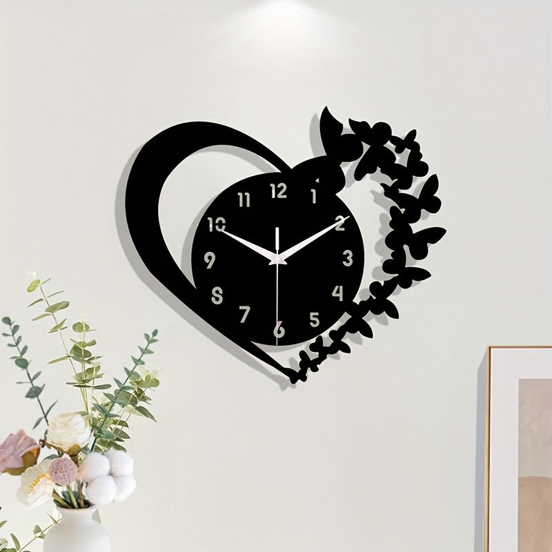 Rynx | Silent Heart-Shaped Acrylic Wall Clock - Frameless Love Design for Living Room, Bedroom & Office