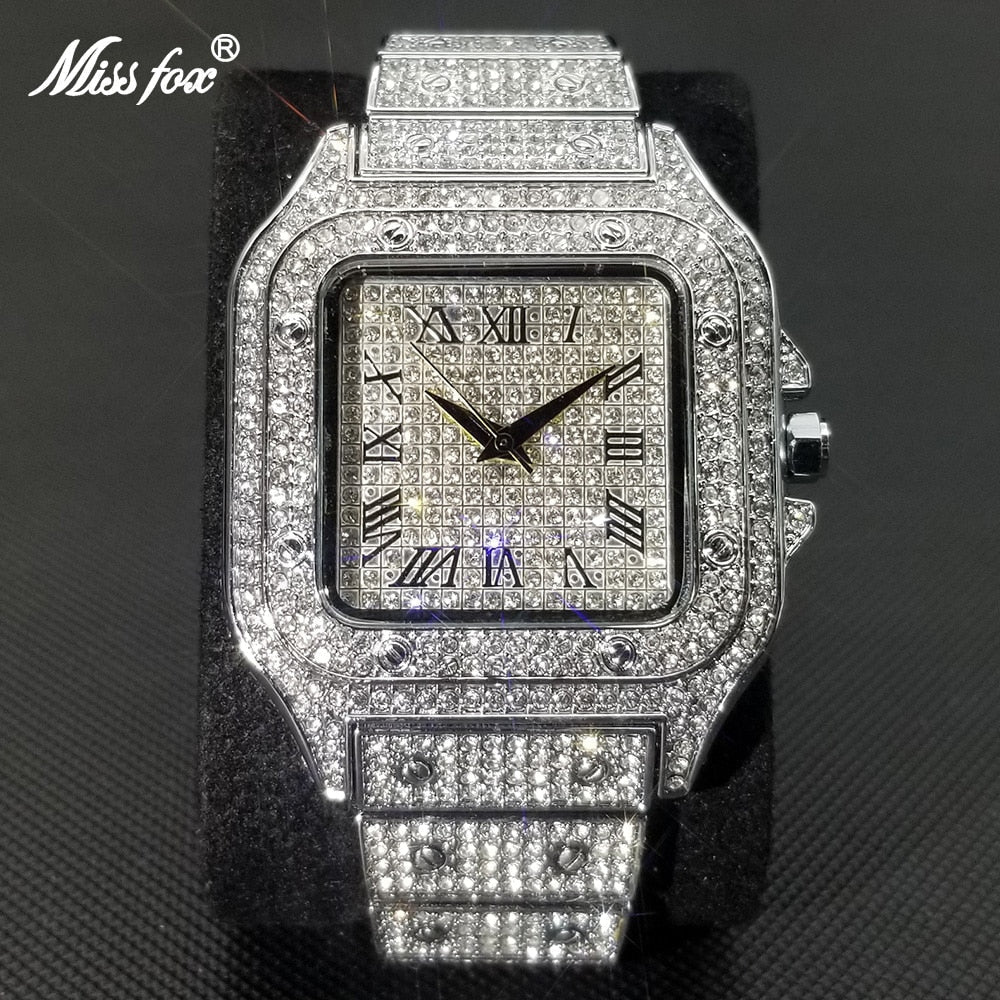 RYNX | Missfox Ice Out Square Watch For Men