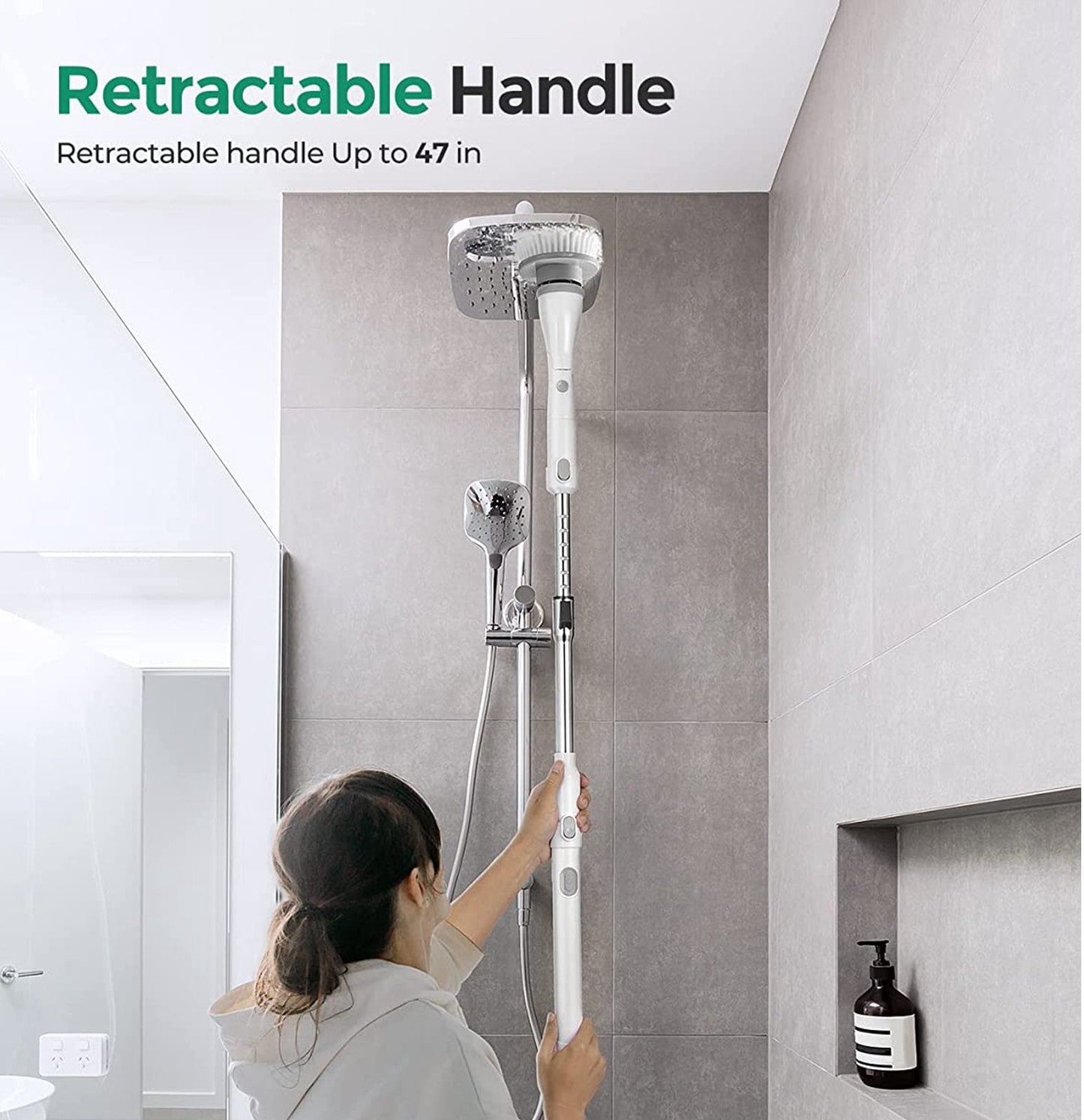 Rynx | telescopic electric rotating scrubber wireless 25-47in & 4 brush heads