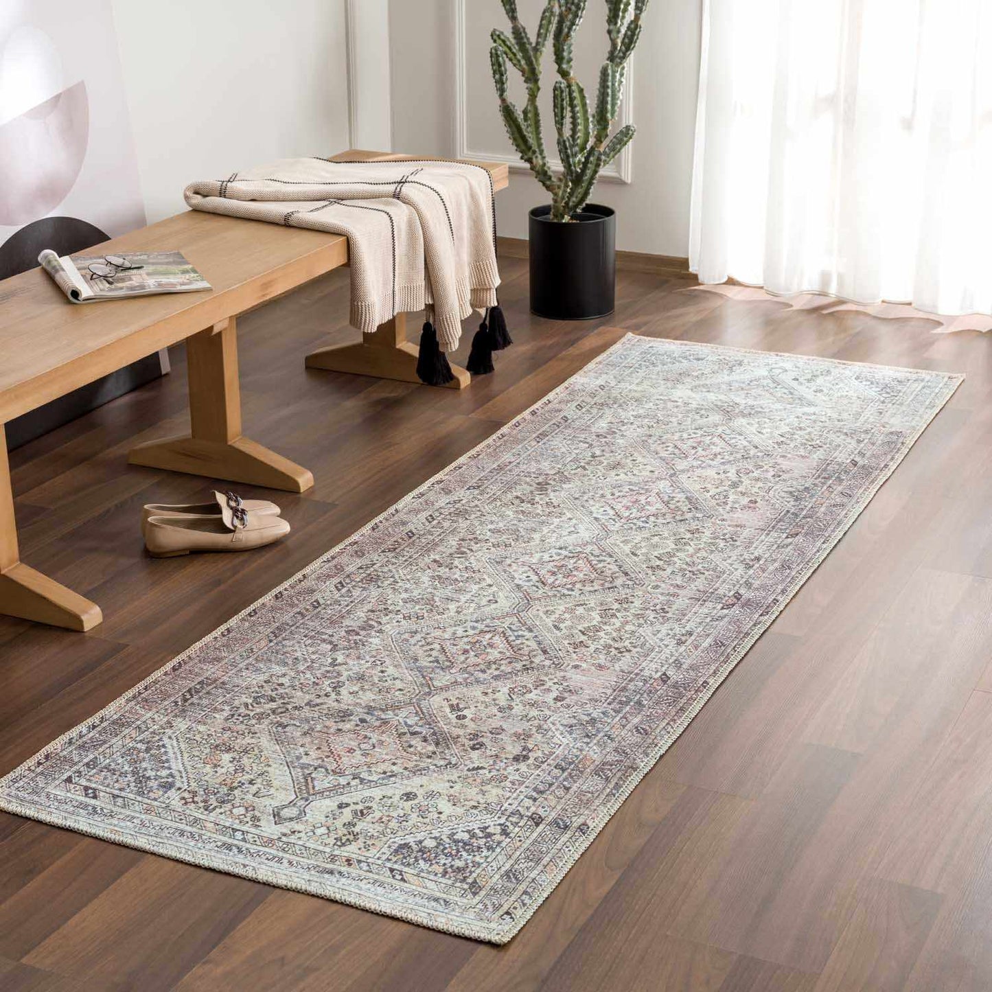 Rynx | Boho Tan Washable Rug