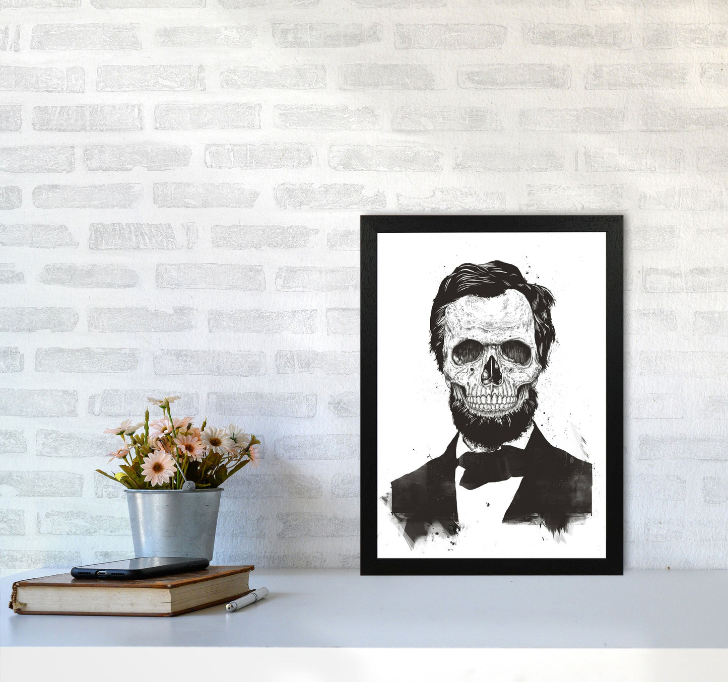 Rynx | Dead Lincoln Skull B&W Modern Art Print by Balaz Solti