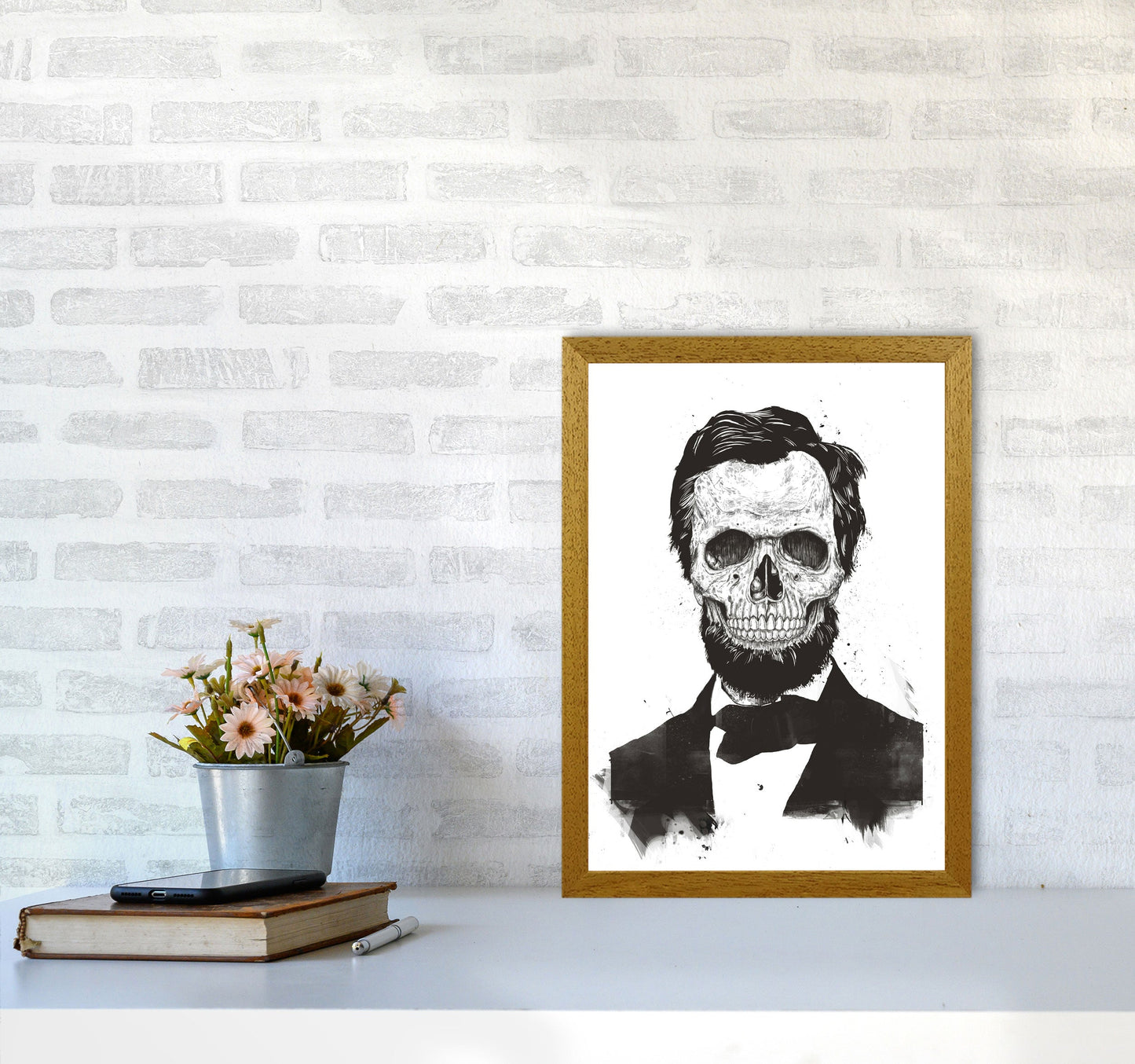 Rynx | Dead Lincoln Skull B&W Modern Art Print by Balaz Solti