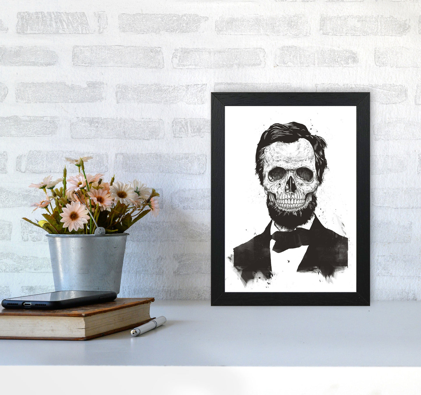 Rynx | Dead Lincoln Skull B&W Modern Art Print by Balaz Solti