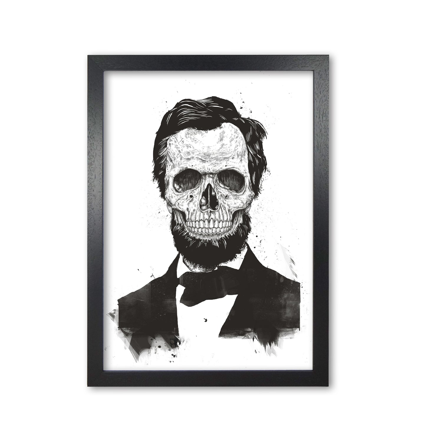 Rynx | Dead Lincoln Skull B&W Modern Art Print by Balaz Solti