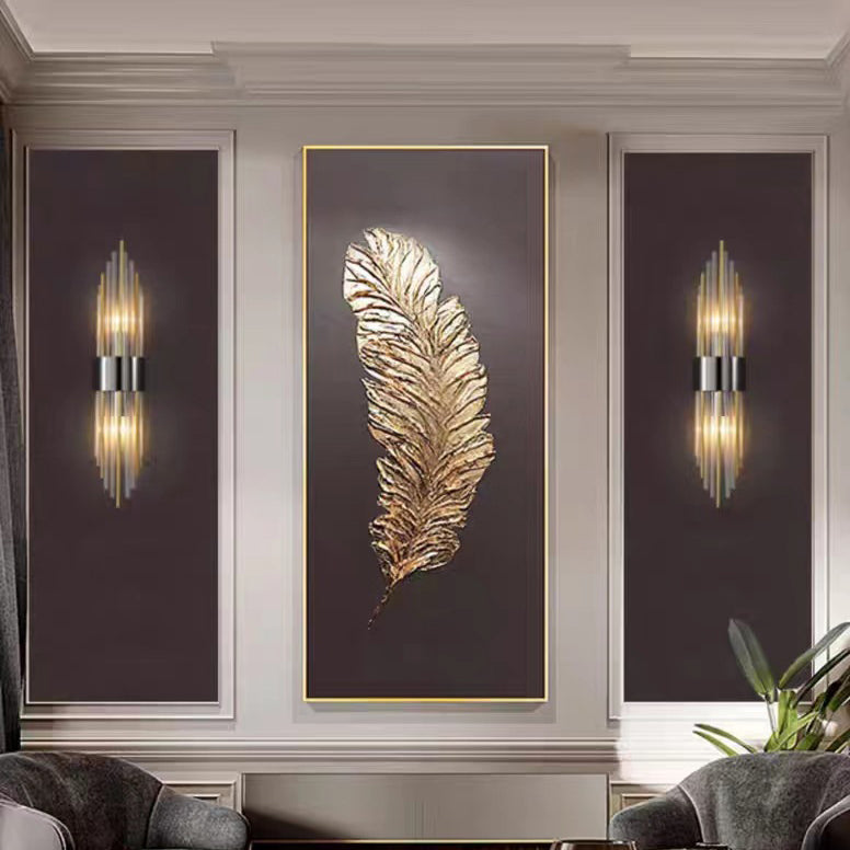 Rynx | Contemporary Nordic Round Pipe Long Stainless Steel Crystal 2-Light Wall Sconces Lamp For Living Room