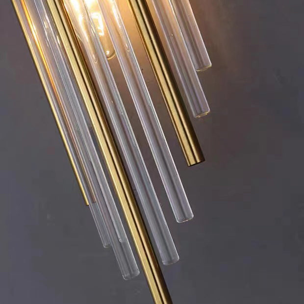 Rynx | Contemporary Nordic Round Pipe Long Stainless Steel Crystal 2-Light Wall Sconces Lamp For Living Room