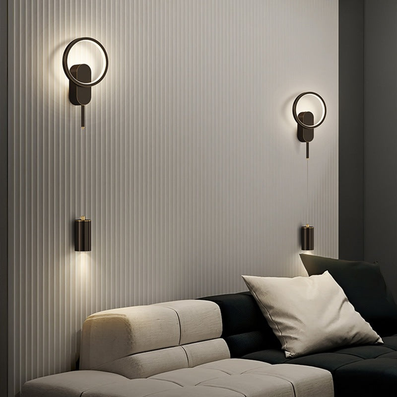 Rynx | Modern Minimalist Cylinder Circle Iron Umbrella LED Wall Light Lamp for Bedroom