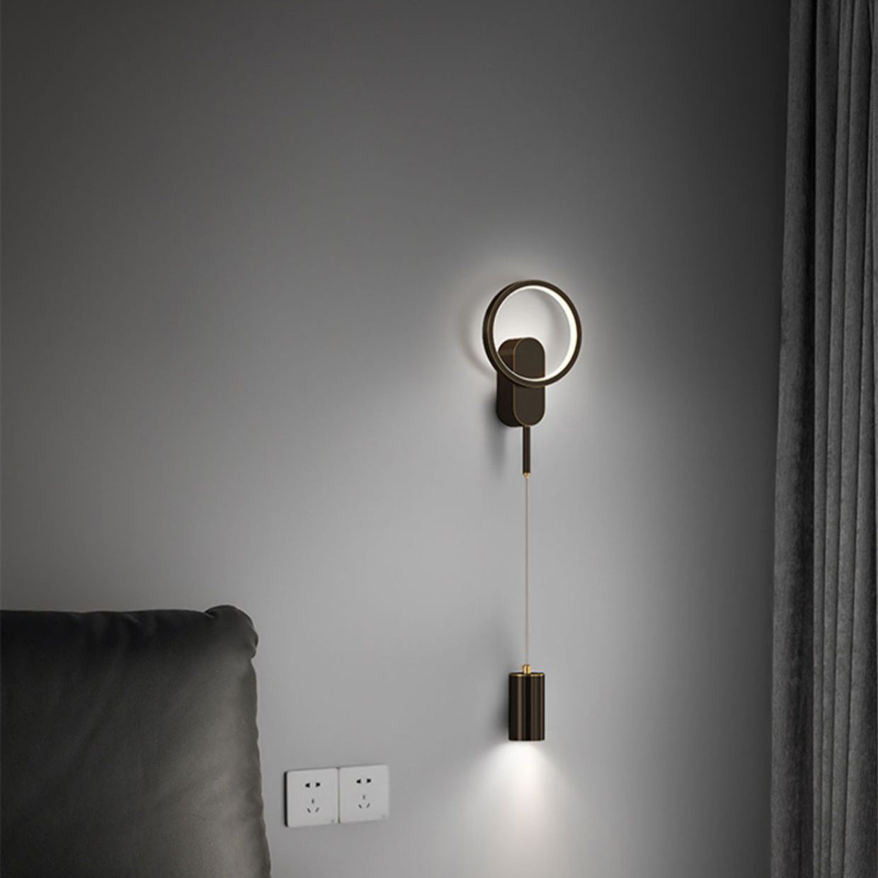 Rynx | Modern Minimalist Cylinder Circle Iron Umbrella LED Wall Light Lamp for Bedroom