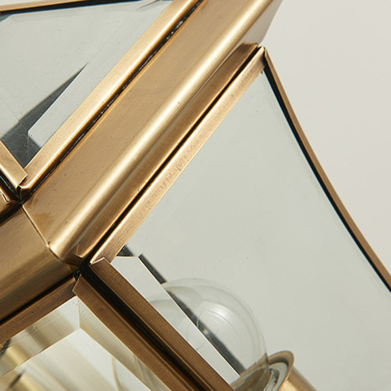 Rynx | Traditional European trapezoidal copper glass 1-light wall lamp for garden