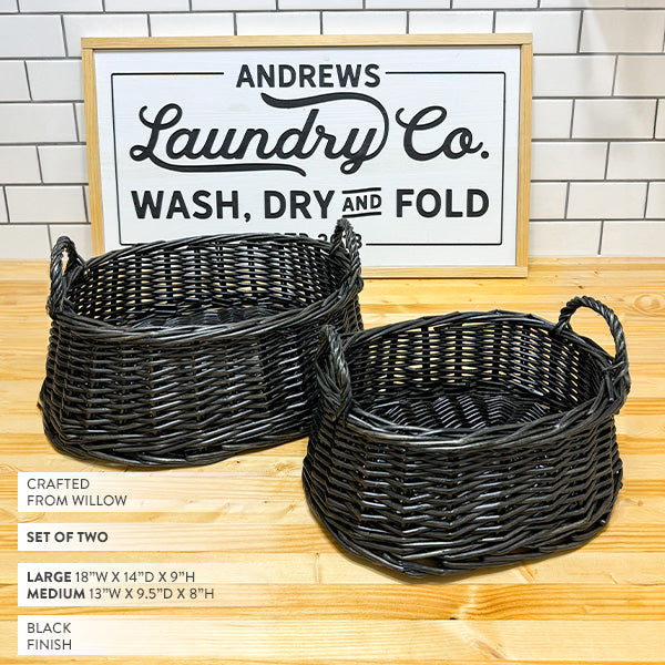 Rynx | Black rattan storage baskets, set of two
