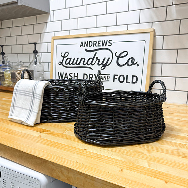 Rynx | Black rattan storage baskets, set of two