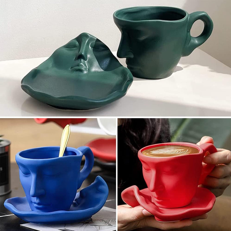 Rynx | Metal touching face, creative ceramic kiss coffee mug