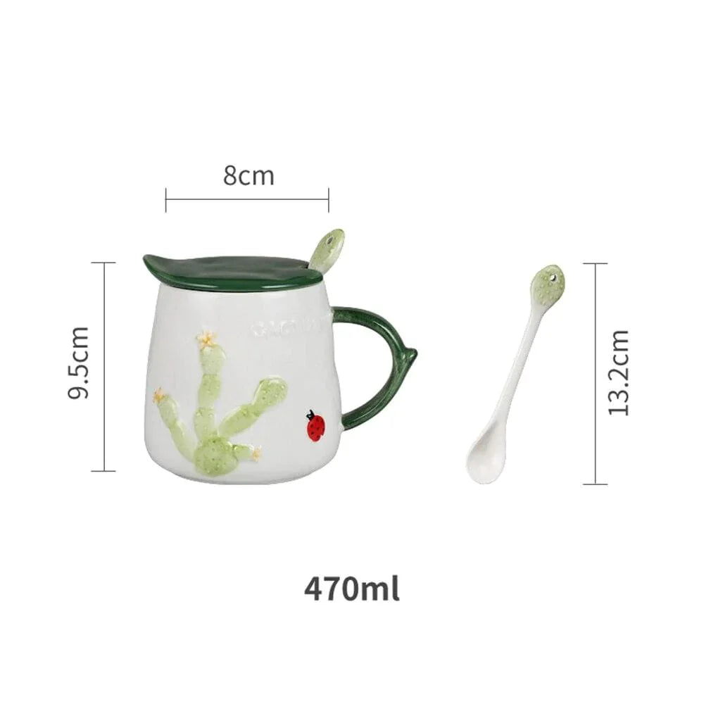 Rynx | Cactus Mug With Lid & Spoon