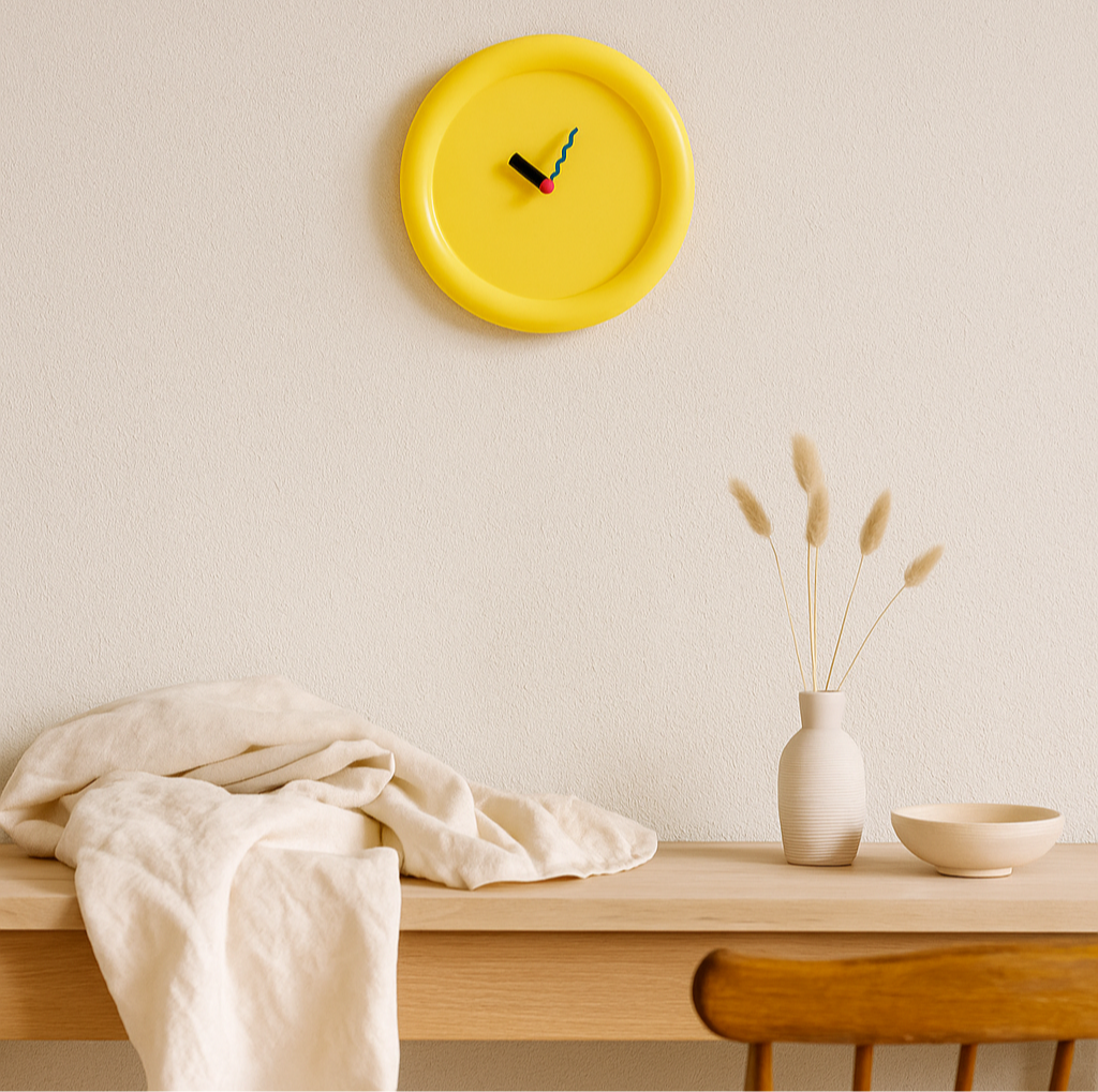 Rynx | TimePop – Colorful geometric wall clocks in Memphis style with bold artistic design