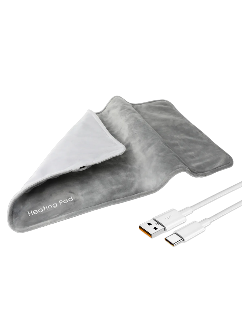 Rynx | Grey Mini Heated Blanket with USB 5V Electric Heating Pad - 19.6x11.8 Inch, Long 59 Inch Cable for Cramps & Back Pain Relief