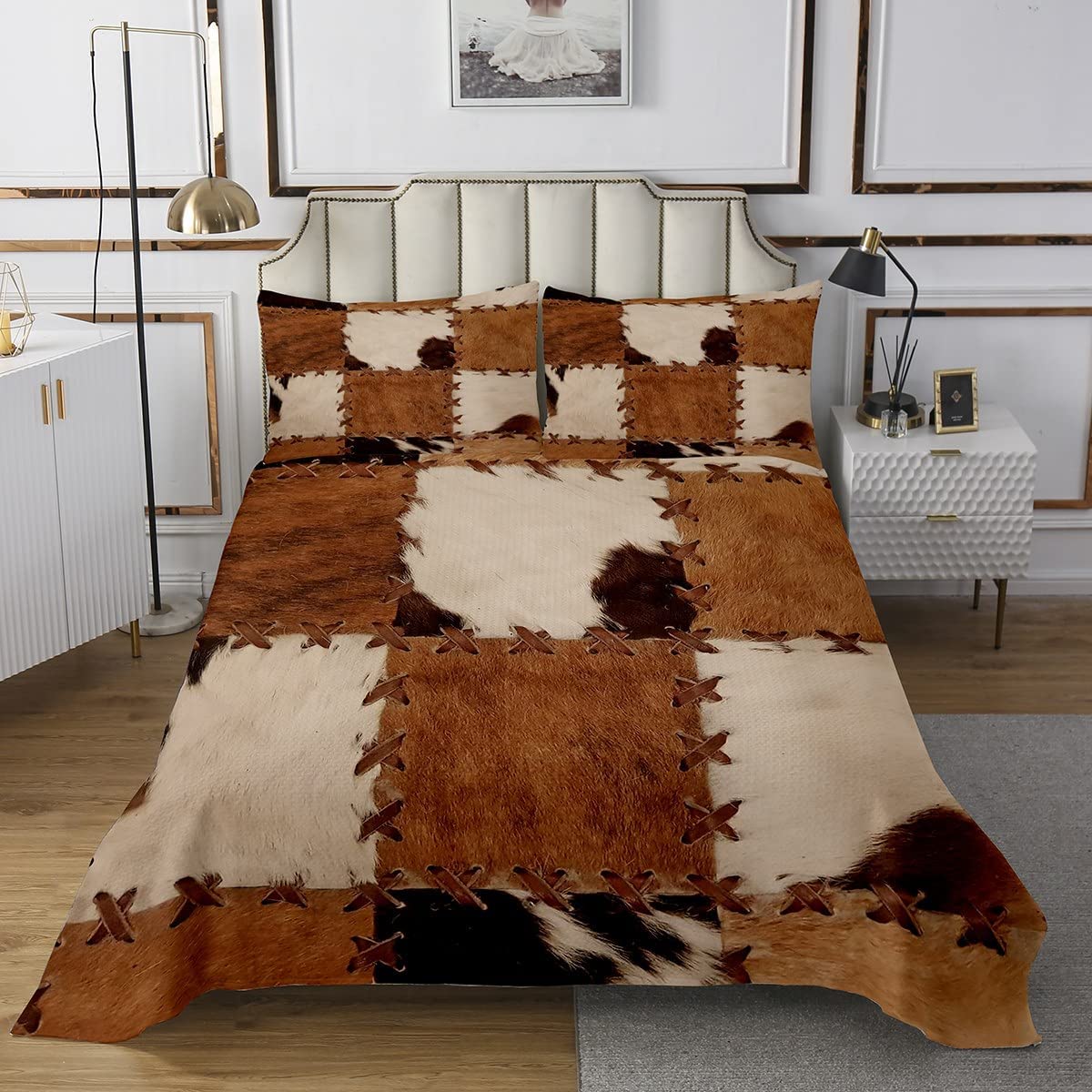 Rynx | Cowhide Patchwork Bedding Set