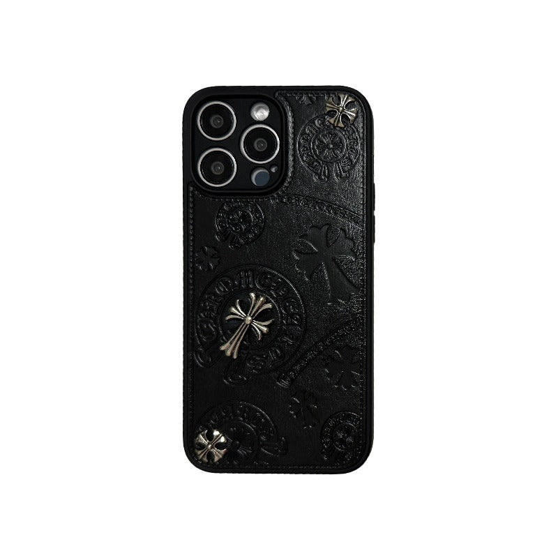 RYNX | Cross Chrome Hearts Leather Phone Case for iPhone