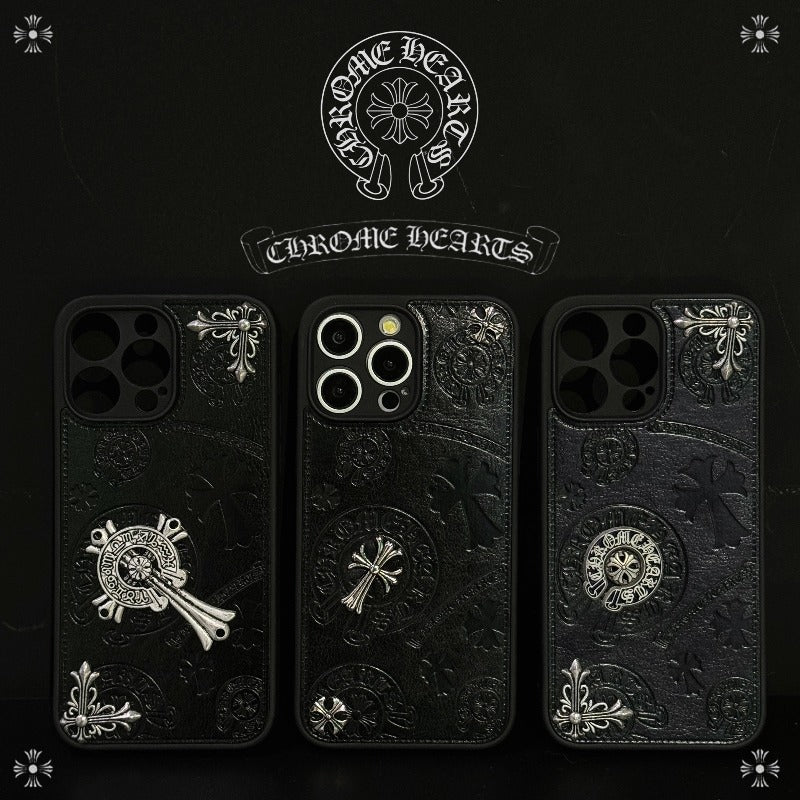 RYNX | Cross Chrome Hearts Leather Phone Case for iPhone