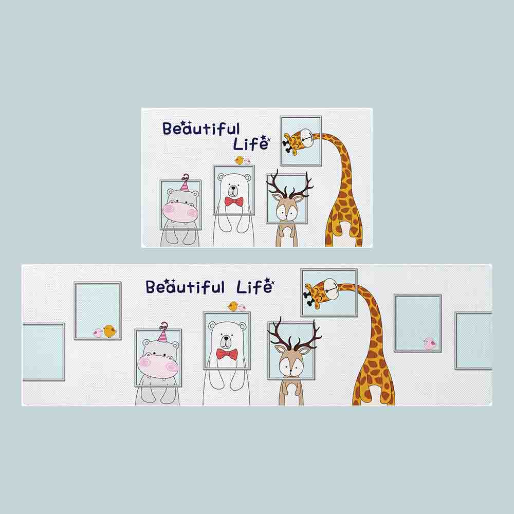 Rynx | Cute Animal Home Gray Floor PVC Leather Kitchen Mat