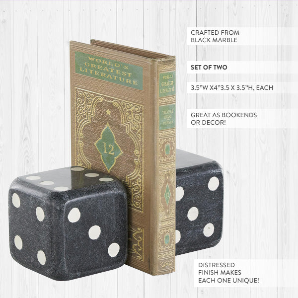 Rynx | Black Marble Cube Bookends, Set of Two