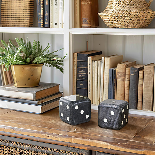 Rynx | Black Marble Cube Bookends, Set of Two