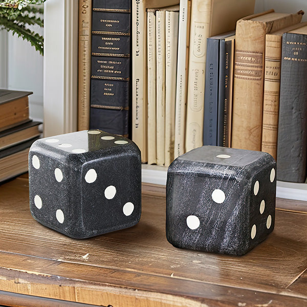 Rynx | Black Marble Cube Bookends, Set of Two