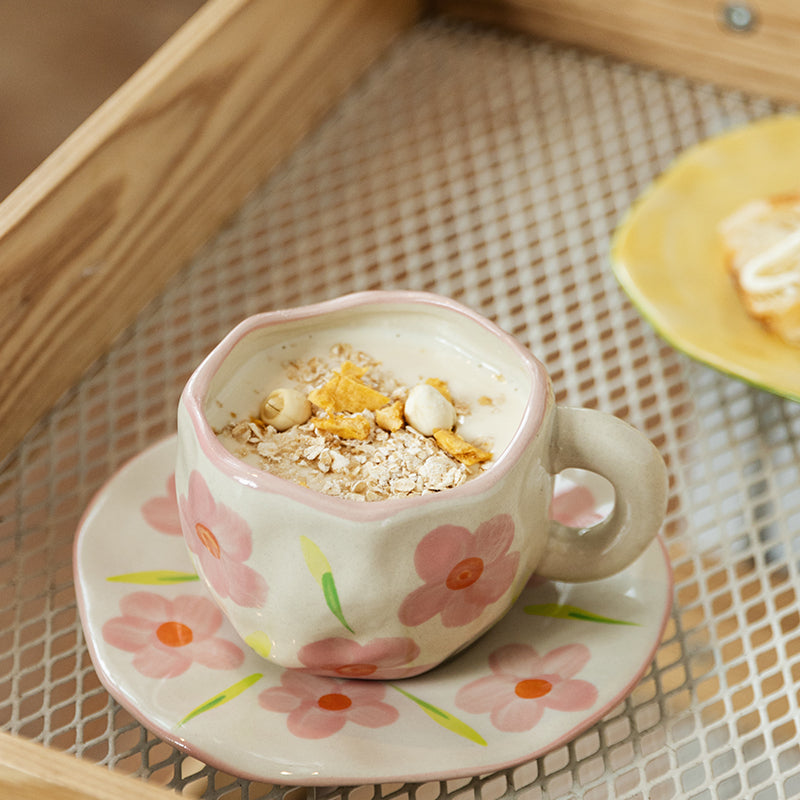 Rynx Retro hand-painted cup and saucer set